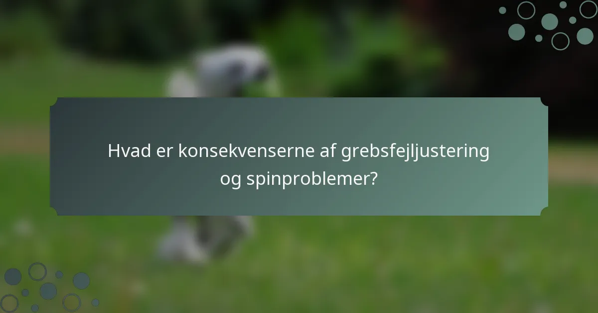 Hvad er konsekvenserne af grebsfejljustering og spinproblemer?