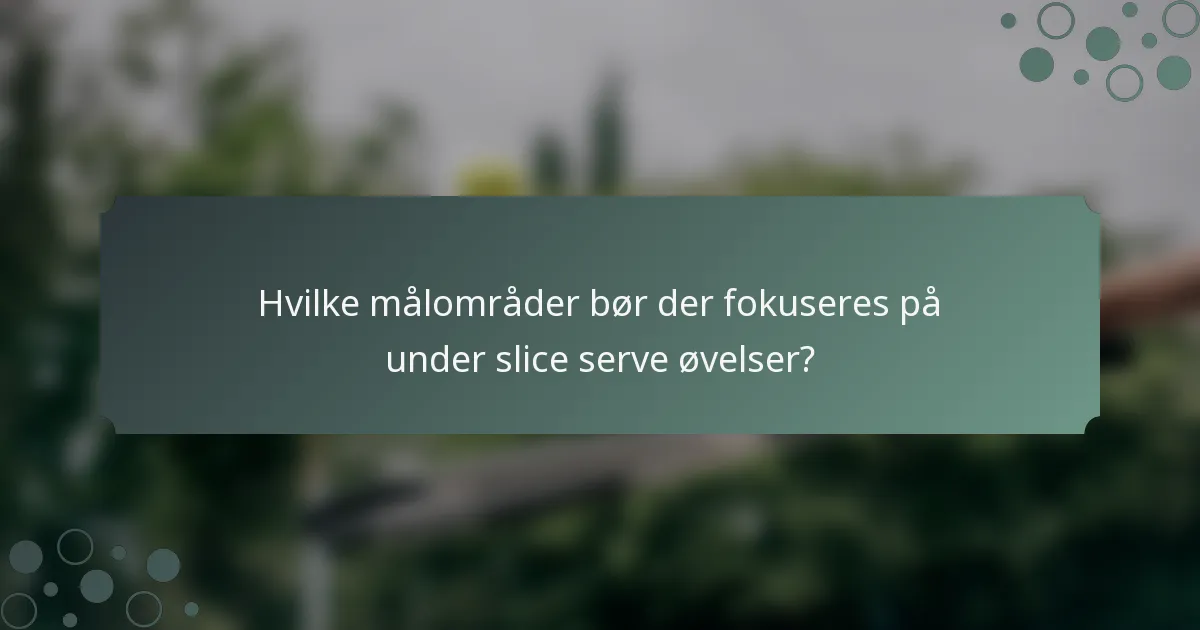 Hvilke målområder bør der fokuseres på under slice serve øvelser?